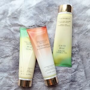 NWT Victoria's Secret Pear Glace & Strawberries Champagne Lotion Set